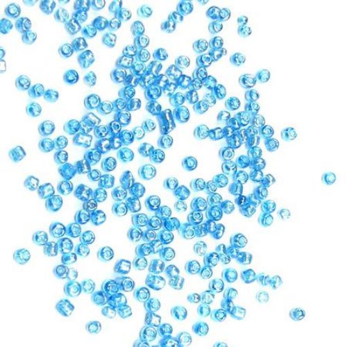 Glass beads 2 mm transparent pearl blue 2 -50 grams