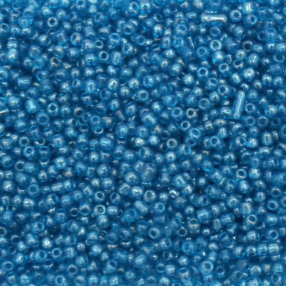 Glass beads 4 mm transparent pearl blue 2 -50 grams