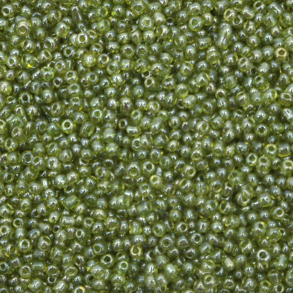 Glass beads 3 mm transparent pearl green 1 -50 grams