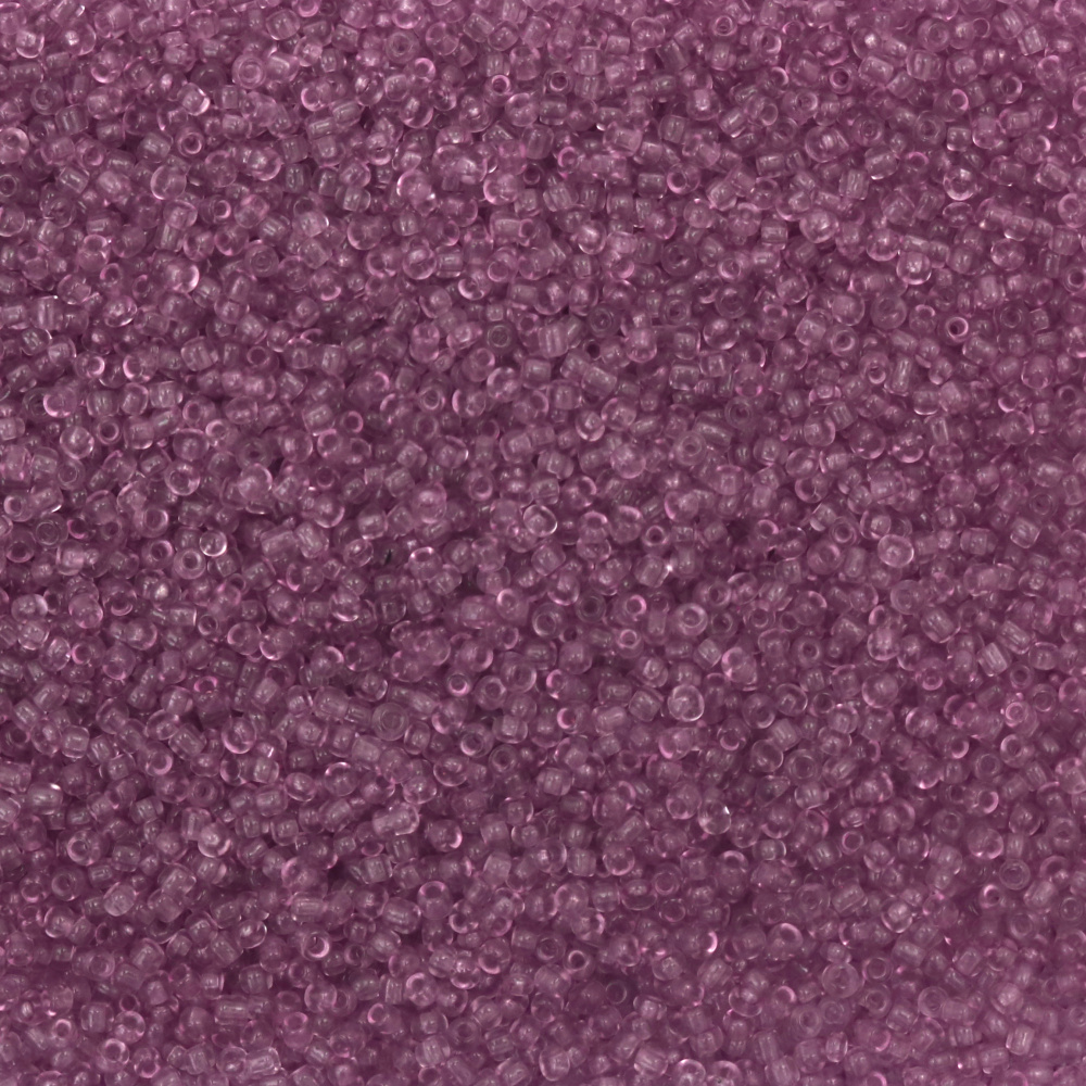 Glass Transparent Mini Beads with shiny Luster, Light Purple, 2 mm, 50 grams