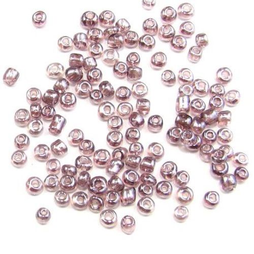 Glass Transparent Seed Beads with a Pearl Coating, Light Purple, 3 mm, 50 grams