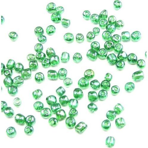 Glass Transparent Shiny Beads, Seed Beads for Jewelry Making, Green, 4 mm, 50 grams