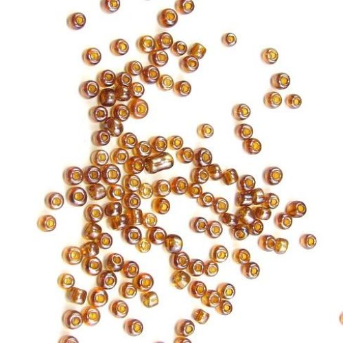 Small Shiny Glass Transparent Beads with a Shiny Luster, Brown, 3 mm, 50 grams