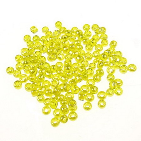 Tiny Glass Transparent Seed Beads with a Shiny Luster, Lemon Yellow, 3 mm, 50 grams