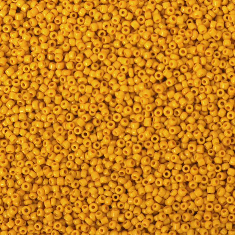 Glass Beads 2 mm Opaque Dark Yellow – 50 grams