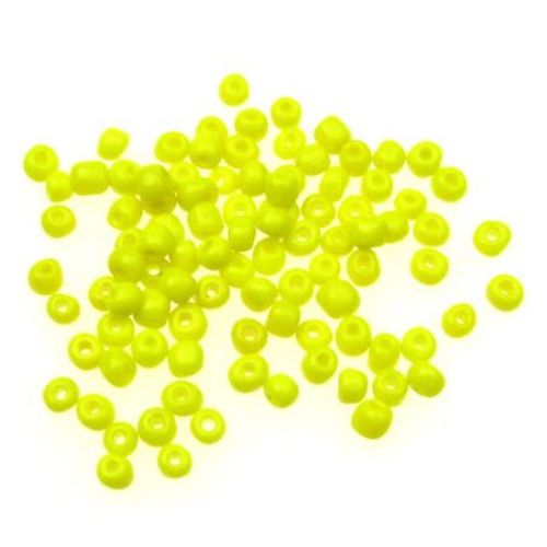 Margele de sticlă de 4 mm solida galben -50 grame