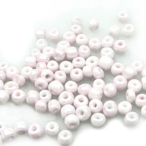 Γυάλινες χάντρες seed πάχους 4 mm ανοιχτό ροζ -50 g
