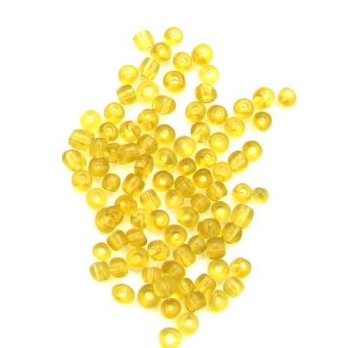 Small Glass Transparent Beads for Jewelry and Crafting, Yellow, 4 mm, 50 grams 