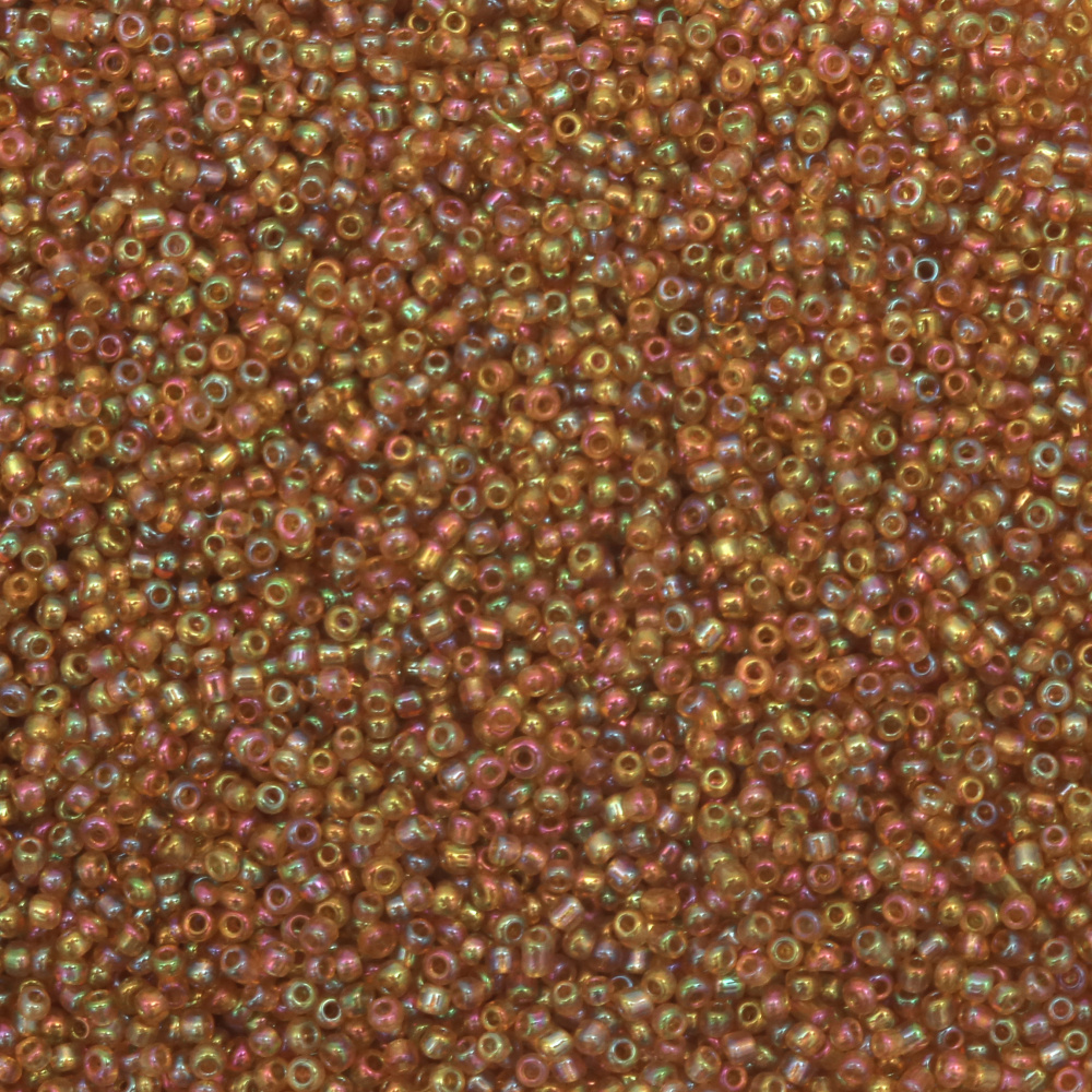 Γυάλινες χάντρες seed 2 mm διαφανές rainbow ώχρα 2 -50 γραμμάρια