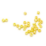 Tiny Opaque Glass Beads with a Shiny Pearl Finish, Yellow,  2 mm, 50 grams