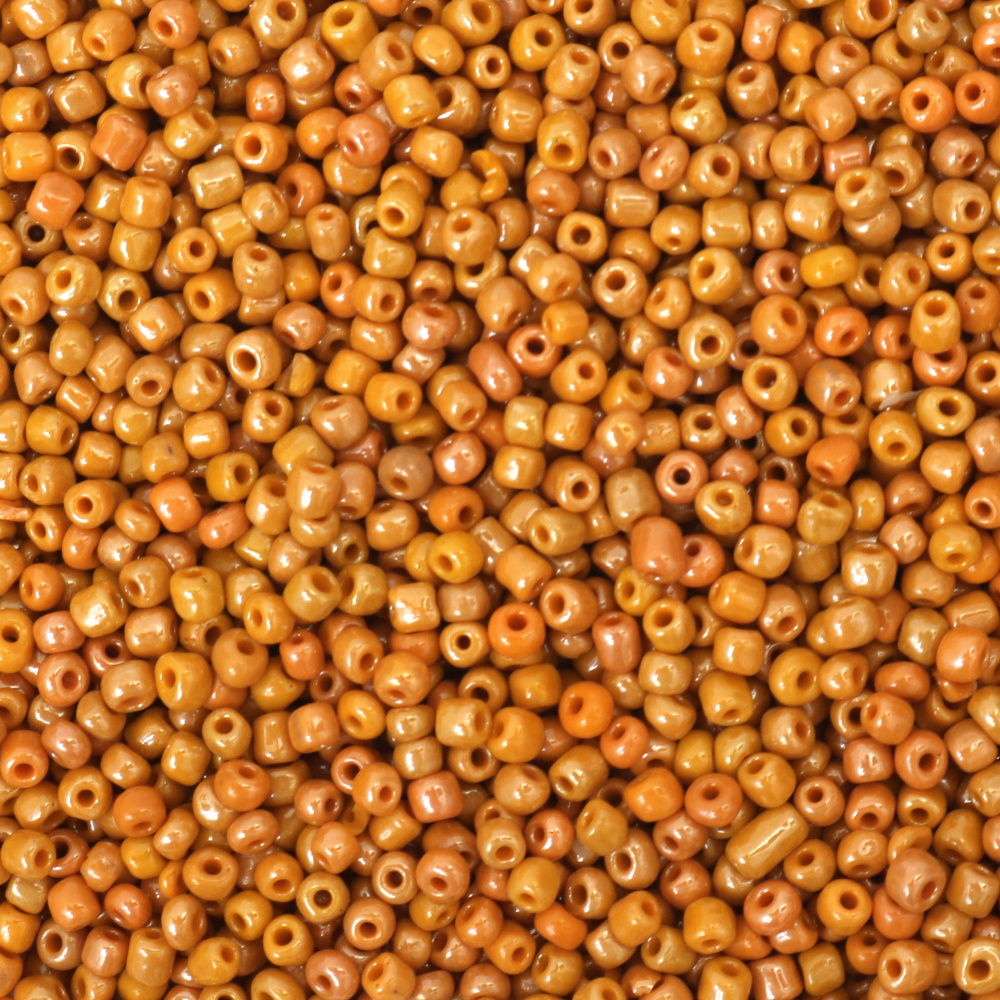 Margele de sticlă 2 mm transparent perlă ocru -50 grame