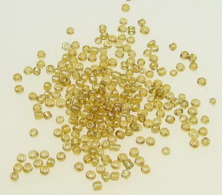 Margele de sticlă 2 mm transparentă perlă ocru închis -50 grame