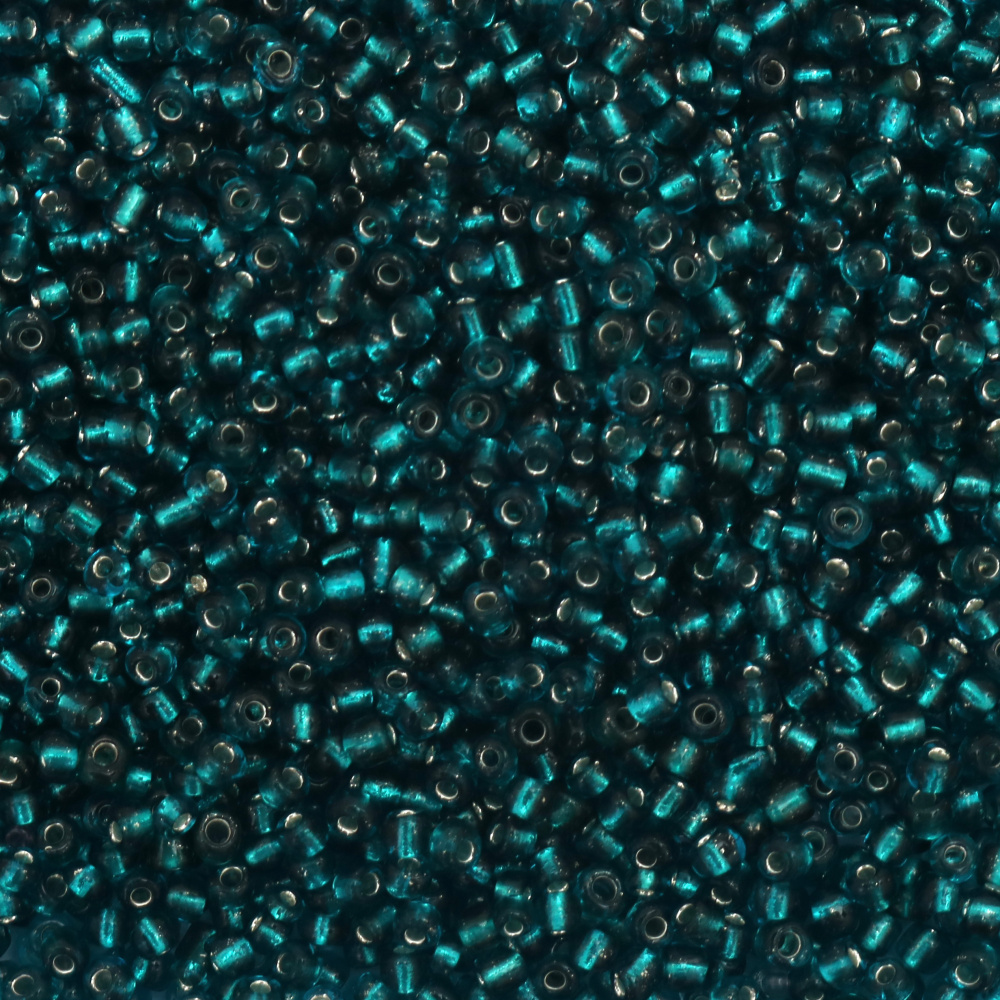 Glass beads, 4mm, silver thread, aquamarine - 50 grams