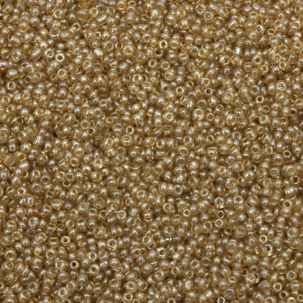 Tiny Glass Beads with a Shiny Pearl Luster, Spacer Beads, Light Ocher, 2 mm, 50 grams