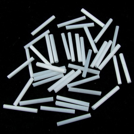 Bugle Glass Seed Beads, 15~17x1~2 mm, hole size 0.5~0.8 mm, Ceylon white -50 g