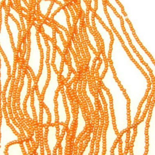 Мъниста стъклена 2 мм плътна перлена оранжева чешка -12 връзки ~36 грама ~4550 броя