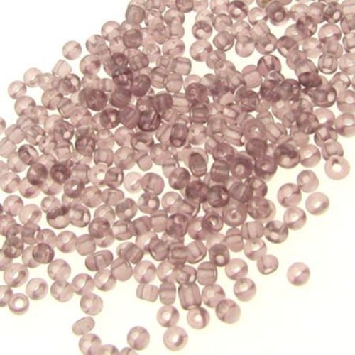 Matte Transparent Glass Seed Beads, Light Purple, 2 mm, 50 grams