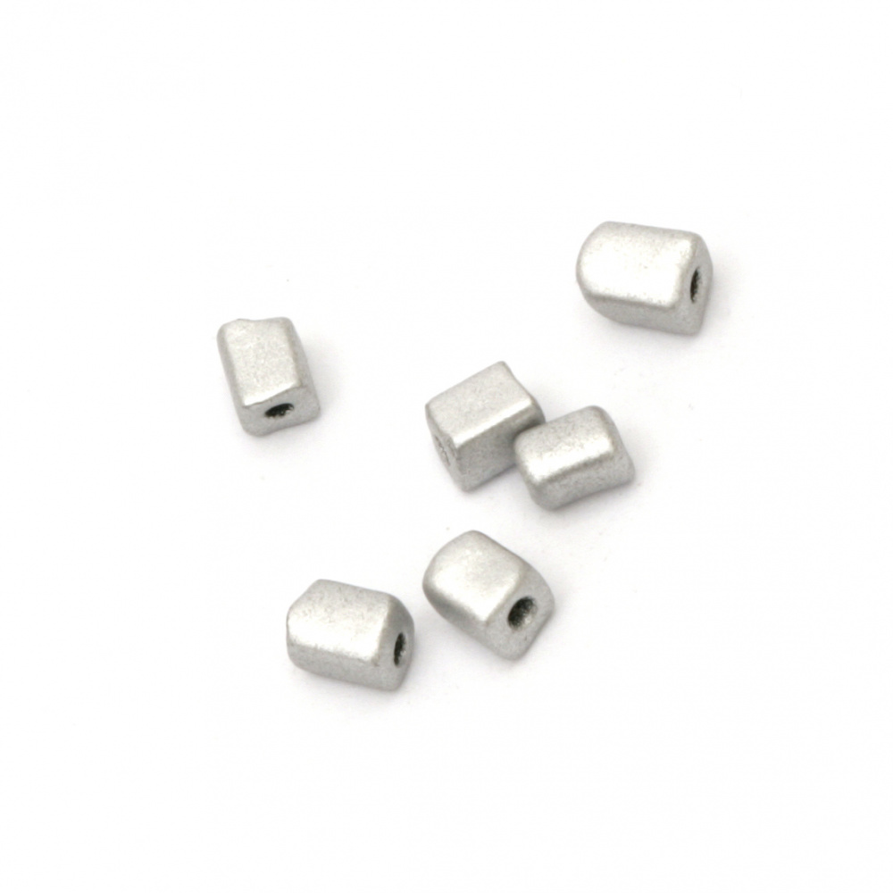 Rectangular Glass Beads, Solid Gray, 3 ~ 7x3x3 mm, Hole: 0.5 mm, 20 grams