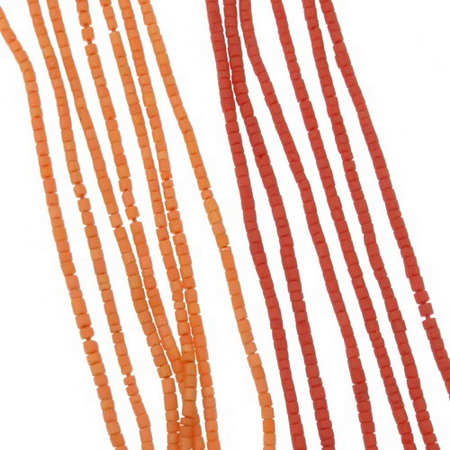Bugle Glass Opaque Seed Beads, ASSORTED Orange, Afghanistan, 2 mm, String ~ 30 cm    