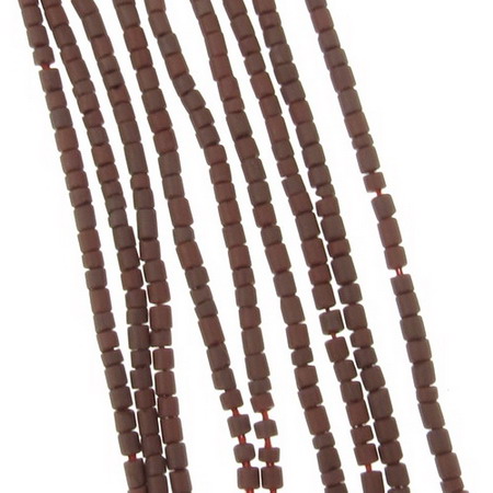 Bugle Glass Seed Beads String, Solid Brown, Afghanistan, 2 mm, String ~ 30 cm