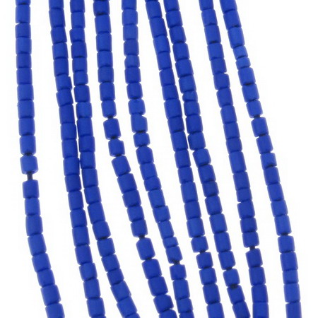 Bugle Glass Seed Beads String, Solid Blue, Afghanistan, 2 mm, String ~ 30 cm
