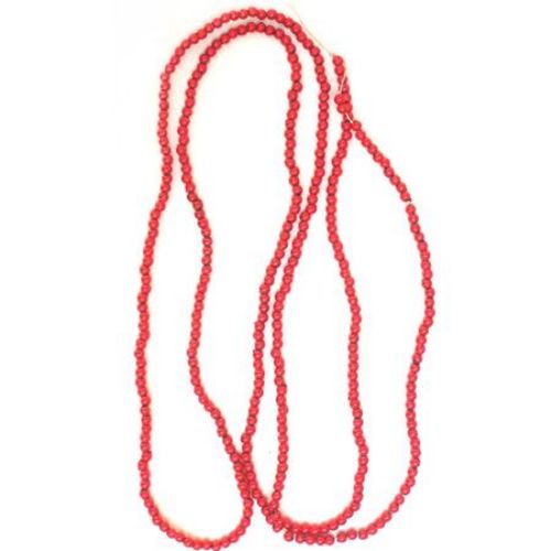 String of Faux Pearl Beads 3 mm red - min.