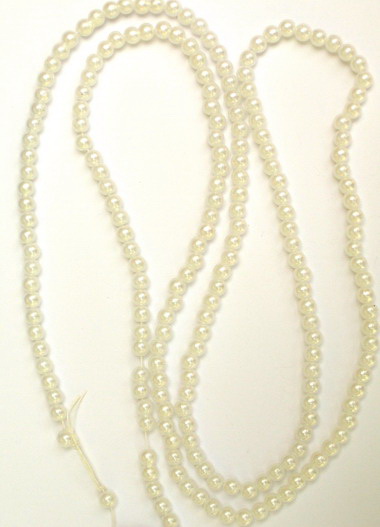 Наниз мъниста пластмасова перла 5 мм цвят бял ~180 броя