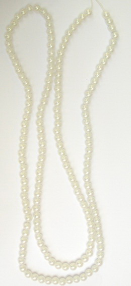 Perlă din plastic cu șnur albă de 6mm ~ 150 buc