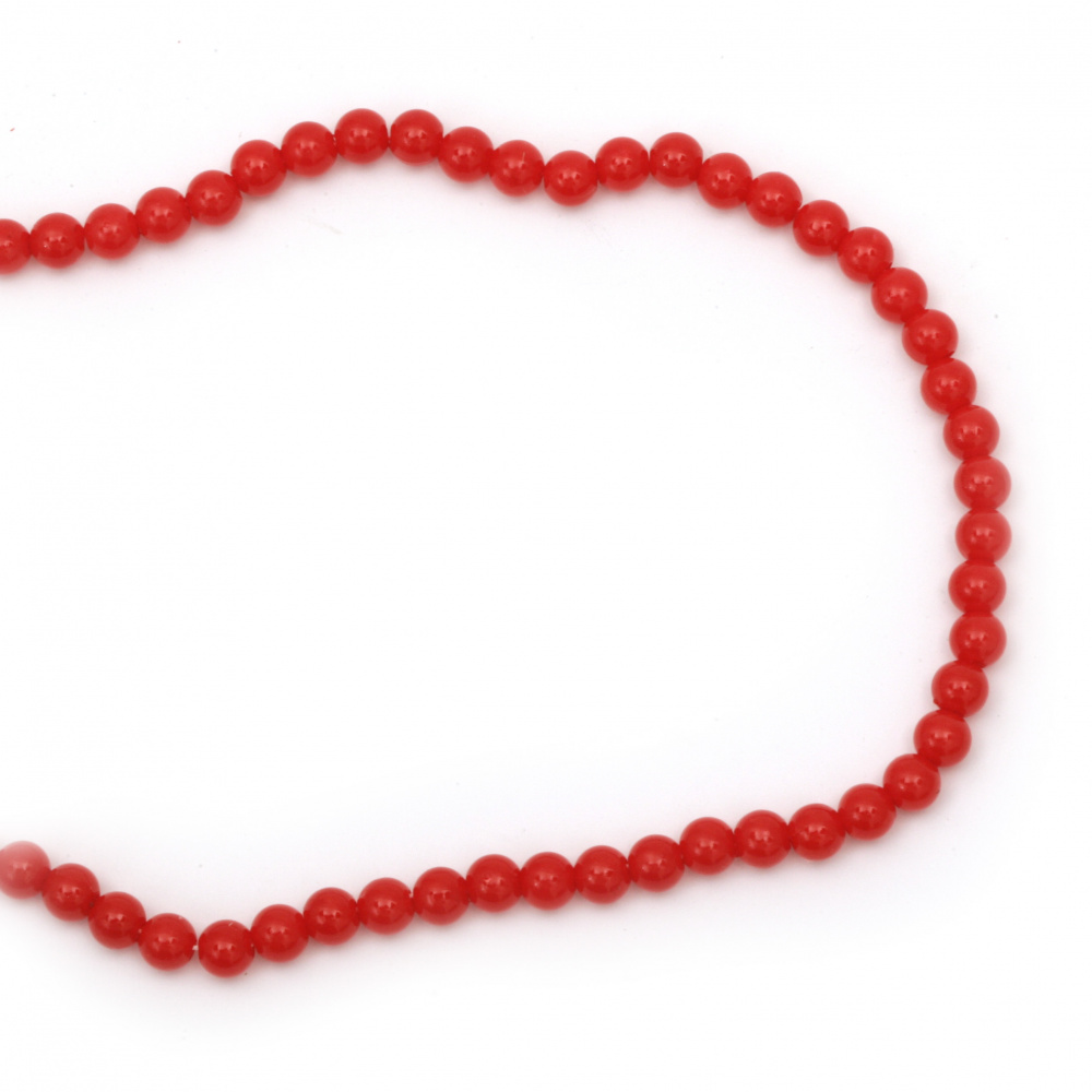 String beads plastic pearl 6 mm color red ~ 150 pieces