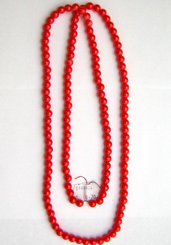 String beads plastic pearl 8 mm color red ~ 120 pieces