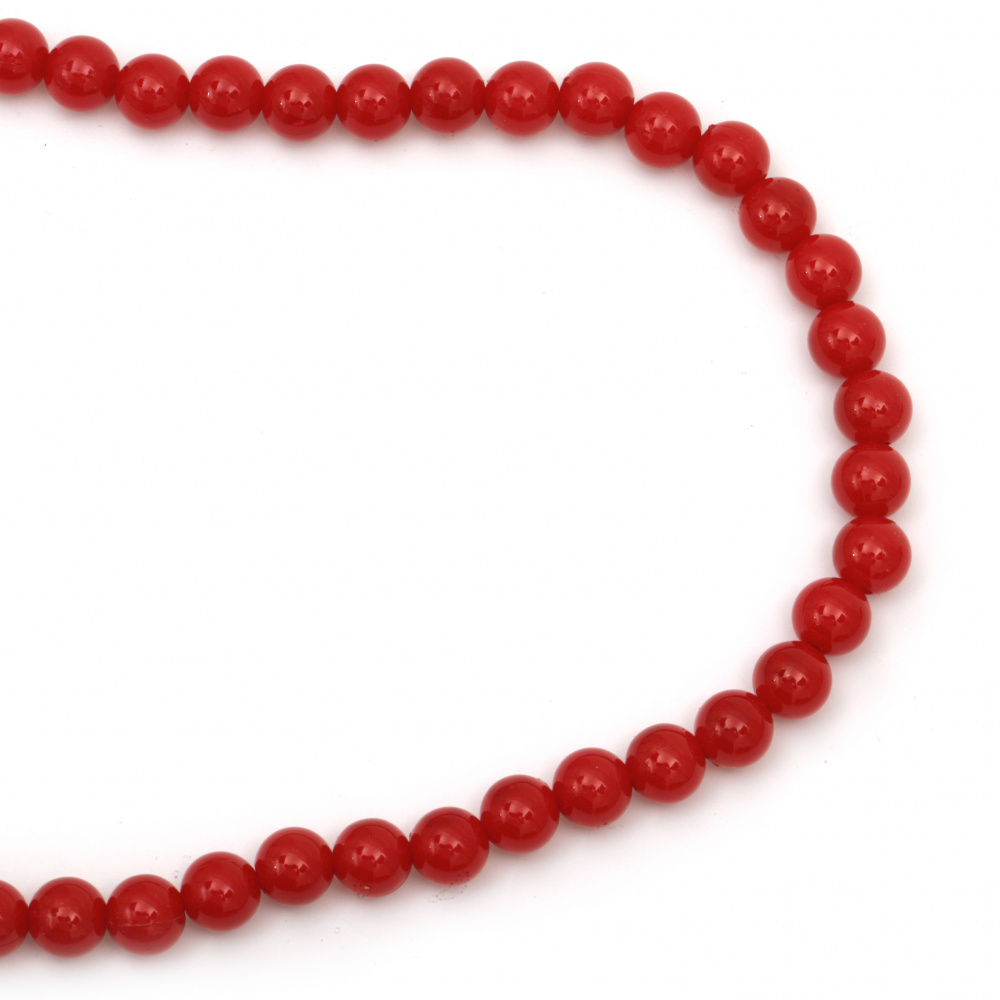 Наниз мъниста пластмасова перла 10 мм цвят червен ~90 броя
