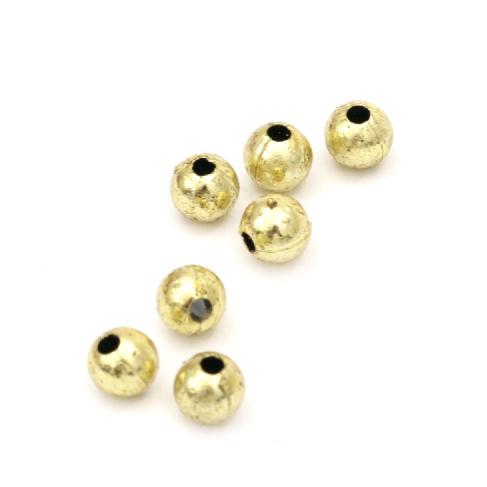 Plastic Round Beads imitating Gold, 5 mm, Hole: 1.5 mm, 50 grams, about 670 pieces  