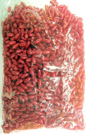Χάντρα απομίμηση μαργαριταριού οβάλ 3x6 mm κόκκινο -50  γραμμάρια