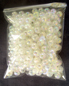 Plastic pearl bead 8 mm hole 1 mm transparent arc -20 grams ~ 70 pieces