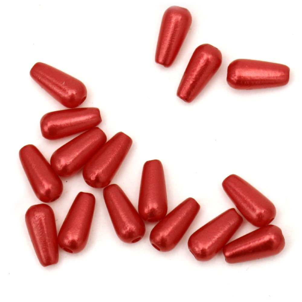 Imitation Pearl Acrylic Beads drop 4x8 mm hole 1 mm red -20 grams