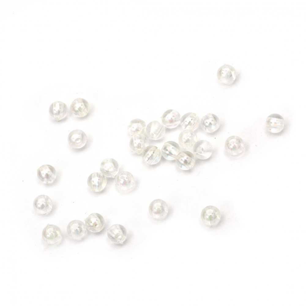 Plastic Bead pearl  4 mm hole 1 mm transparent arc -20 grams ~ 224 pieces