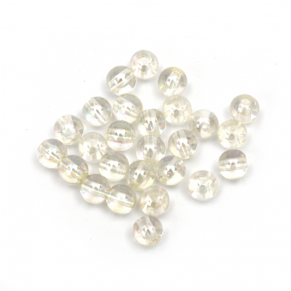 Plastic pearl bead 6 mm hole 1.5 mm transparent arc -20 grams ~ 165 pieces