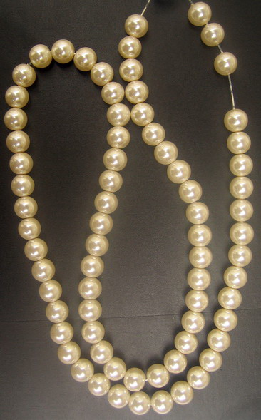 String Glass Pearl Beads, 12 mm, Hole: 1 mm, Creamy White ~ 90 cm ~ 76 pieces