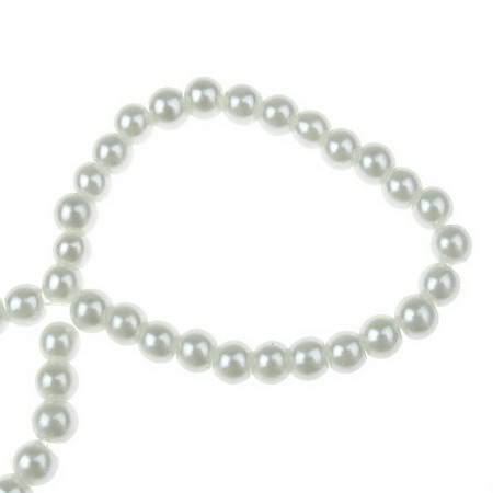 String Glass Round Pearl Beads for DIY Jewelry, 6 mm, Hole: 1 mm, White, 90 cm, 140 pieces 
