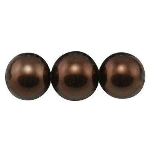 Painted glass pearl beads string, ball shaped for arts, jewelry making projects 4 mm hole 1 mm dark brown  ± 80 cm ± 216 pieces