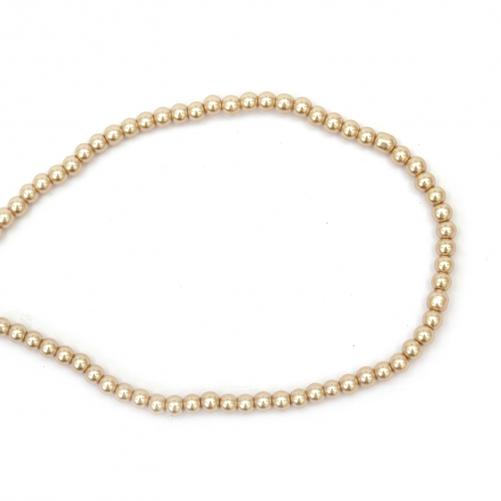 Round Glass Pearl Beads String for DIY Jewelry, 4 mm, Hole: 1mm, Peru Color, 80 cm, about 216 pieces 