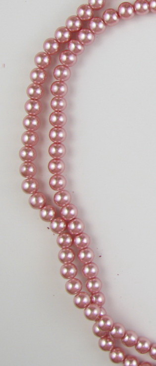 Наниз мъниста стъкло перла 8 мм розова 1 -120см ±170 броя