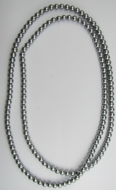 Наниз мъниста стъкло перла 8 мм сребро -120см ±170 броя