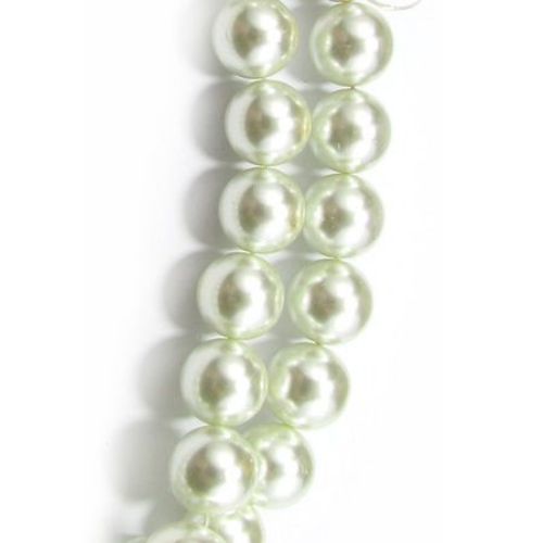 Glamorous Pearl Glass Beads Strand, Ball Shaped, 16 mm,  White, 90 cm, 53 pieces