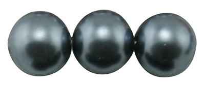 Наниз мъниста стъкло перла 4 мм дупка 1 мм тъмно сива ±80см ±216 броя