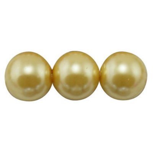 Glamorous Pearl Glass Beads Strand, Ball Shaped, 4 mm, Hole: 1 mm, Khaki Color, 80 cm, approx 216 pieces 