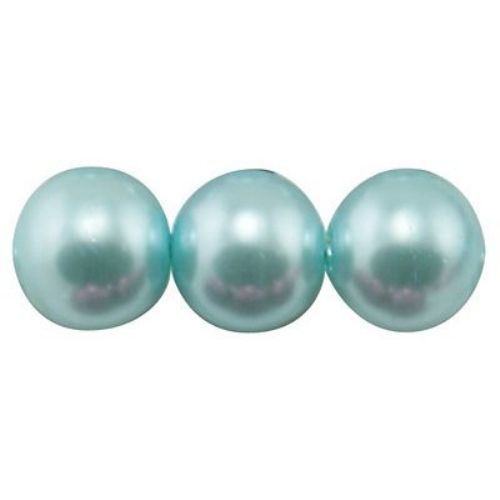 Наниз мъниста стъкло перла 6 мм дупка 1 мм  светло синя ±80см ±140 броя