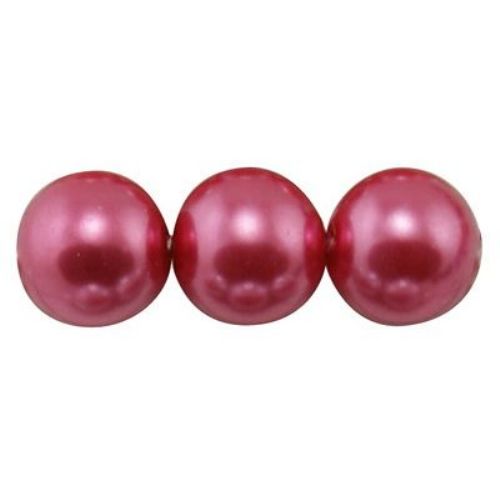 Glass glossy beads strand with pearl coating, ball shaped 6mm hole 1mm purple red ± 80cm ± 140 pieces