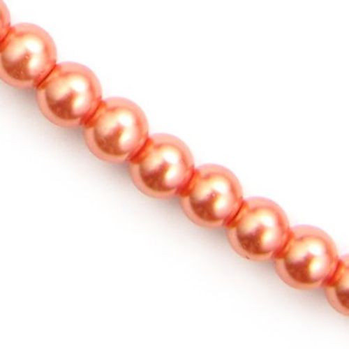 Pearl glass beads  strands, round glossy balls for earrings, key chains, bracelets or necklace pendant making 6 mm hole  1 mm coral ~ 80 cm ~ 140 pieces