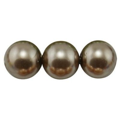 Round  Glass  Beads, Pearl String for DIY Jewelry, Cappuccino, 6 mm: Hole: 1 mm, 80 cm string, 140 pieces